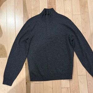 Theory cashmere quarter zip Charcoal Half-Zip Mock Neck Sweater